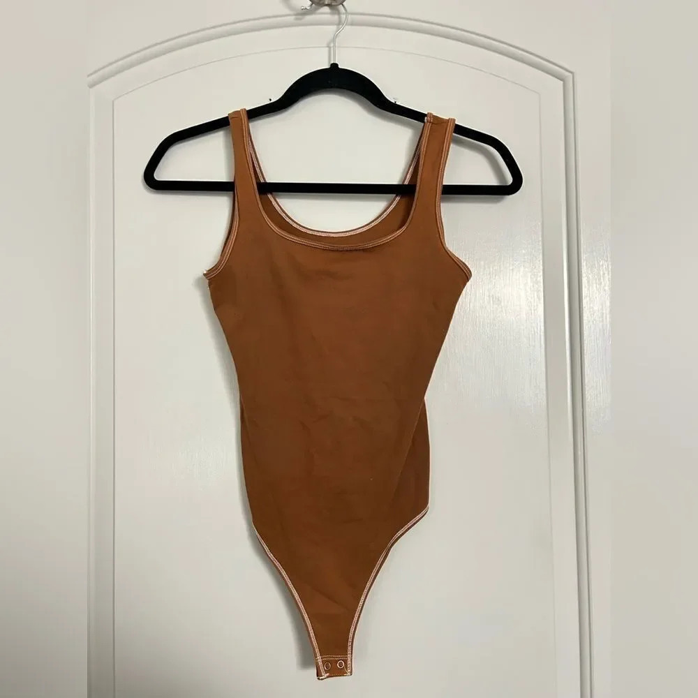 Abercrombie and Fitch Ribbed Brown Orange Bodysuit size XS